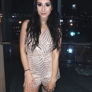 White Fox Boutique Sequin Romper